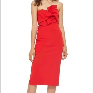 Bow twist textures MIDI dress